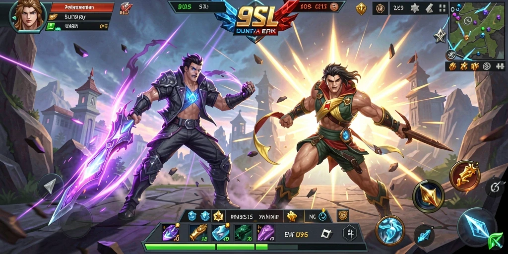 Screenshot gameplay MOBA yang mendebarkan di 9SL.