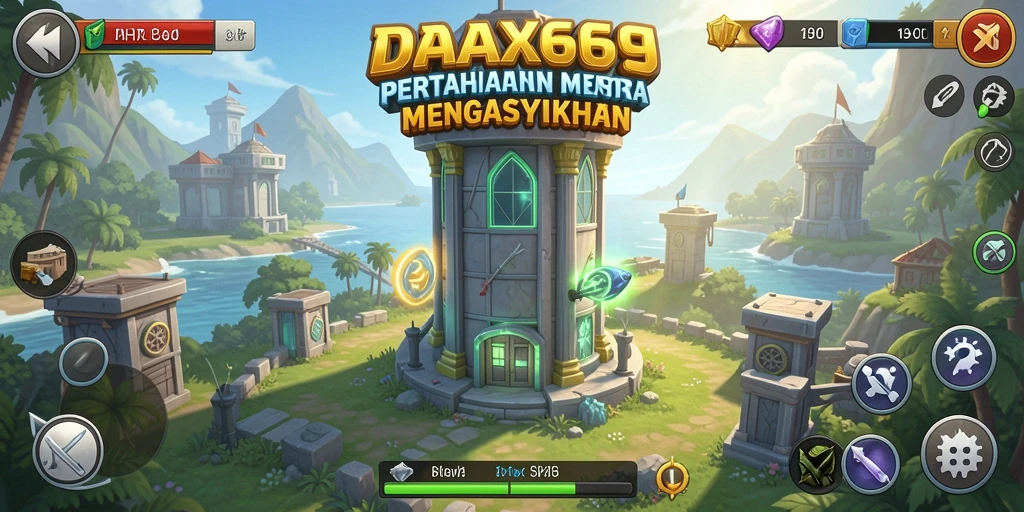 Tangkapan layar gameplay DAX69 menampilkan strategi Tower Defense yang seru.