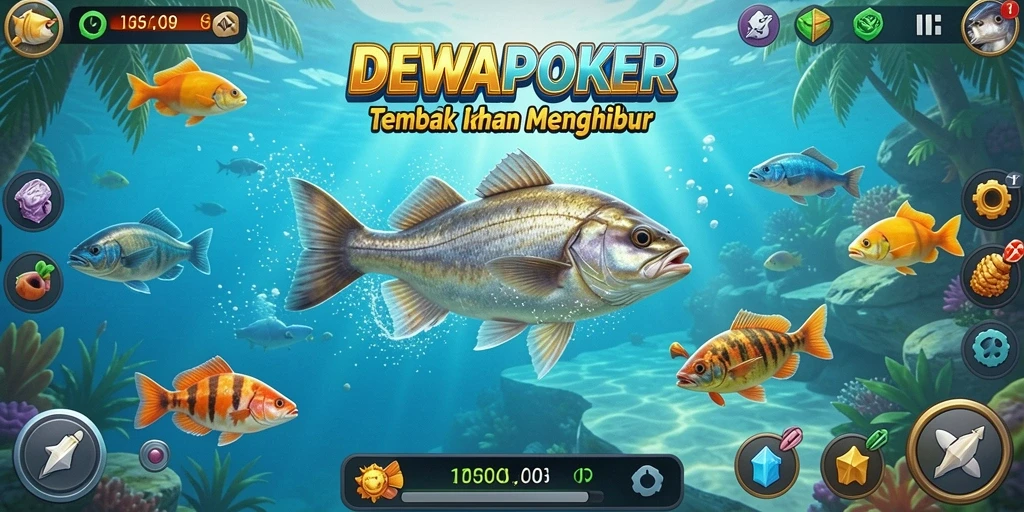 Gameplay seru DEWAPOKER menembak ikan dalam suasana bawah laut.