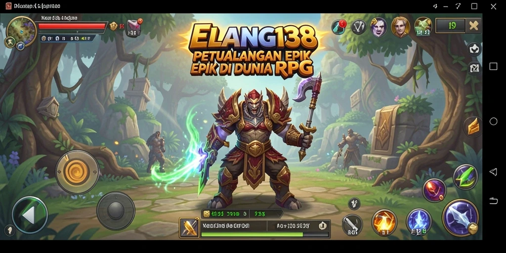 Screenshot gameplay ELANG138 menunjukkan aksi pertarungan epik di dunia RPG.