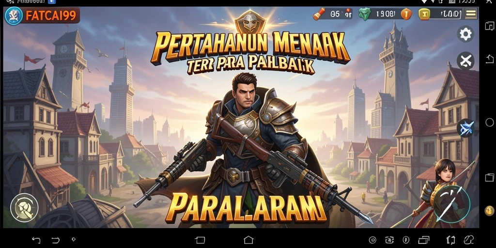 Screenshot gameplay menampilkan menara dan musuh dalam pertempuran Tower Defense.