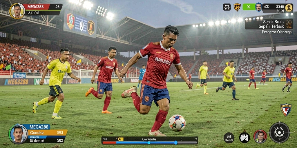 Screenshot gameplay MEGA288 dengan aksi seru di lapangan.