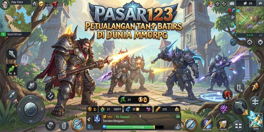 Screenshot gameplay PASAR123 menampilkan pertarungan seru di dunia MMORPG.