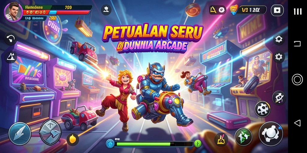Gameplay seru dan menantang di V21, penuh warna dan aksi.